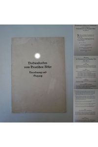 Verdienstorden vom Deutschen Adler. Verordnung und Satzung
