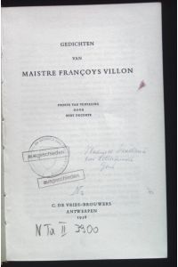 Gedichten van Maistre Francoys Villon.