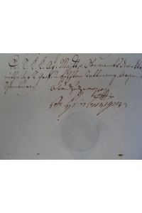 Handschriftliche 'Obligahzion' (d. i. Pfandverschreibung) zwischen Xaveri Hund und Anton Bauknecht. Datiert 'Tettnang am 8ten März 1800'. Mit 1 Unterschrift, 1 Stempel und 1 Papiersiegel. 1, 5 Seiten auf 1 Doppelblatt (34, 5 x 21 cm).