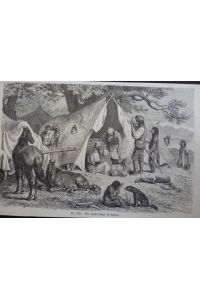 original Holzstich - Ein Zigeunerlager in Ungarn  - (Nr.5331)