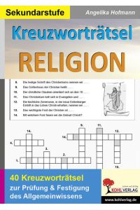 Kreuzworträtsel Religion  - Prüfung und Festigung des Allgemeinwissens