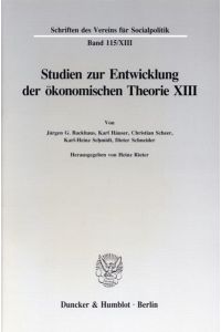 Deutsche Finanzwissenschaft zwischen 1918 und 1939.   - Studien zur Entwicklung der ökonomischen Theorie XIII.