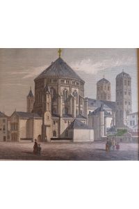 orig. kolorierter Holzstich - Die restaurierte St. Gereonskirche in Köln ( St. Gereon )