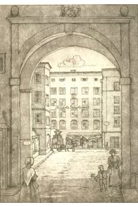 Mozarts Geburtshaus (durchs Tor gesehen).