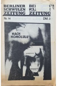 Berliner Schwulen Zeitung, Nr. 14, September '79, 2. Jg.