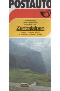 Postauto Panoramakarte Zentralalpen 1978