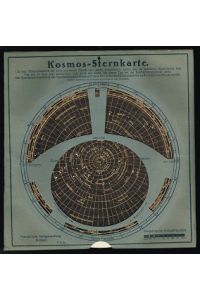 Drehbare Kosmos-Sternkarte mit durchbrochenem Deckblatt und erläuterndem Text. -