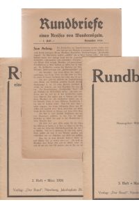 3 Rundbriefe eines Kreises von Wandervögeln. [Sehr selten].   - 1. Heft November 1919, 2. Heft März 1920, 3. Heft Mai 1920.