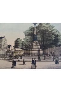 Altona. Bahnhof u. Palmaille. Sieges-Denkmal. Kolor. Lithographie bei Richter. Hamburg, um 1880. 12 x 21 cm.