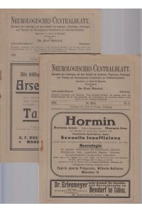 Neurologisches Centralblatt, 38. Jg. , 1919, Nr. 4 und 6. [2 Hefte zus. ]  - 3 Artikel (F. Broecker, Martha Ruben, Adolf Gerson) und zahlr. Referate zu Trauma und zu Kriegsbeobachtungen.