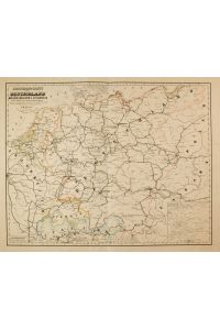 Eisenbahn-Karte von Deutschland, Belgien, Holland u. der Schweiz nebst Theilen der angrenzenden Länder.