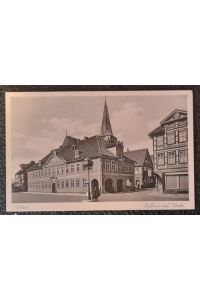Ansichtskarte AK Uelzen Rathaus und Kirche / rechts Kaffeeröster Arnold Hopp