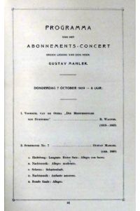 [Concertgebouw Amsterdam. Programma 1909/1910] Naamlooze Vennootschap Het Concertgebouw. Geïllustreerd programma (Serie D) der concerten seizoen 1909-1910