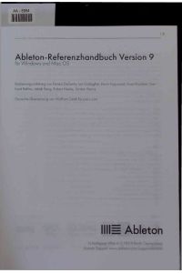 Ableton-Referenzhandbuch Version 9 für Windows und Mac OS.   - AA-5954