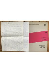 Zweiseitiger, eigenhändiger Brief des Malers an den Kunstprofessor Grützmacher, Berlin, datiert 20. August (19)76. 2 einseitig eigenhändig beschr. Bll. mit Unterschrift.