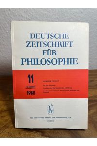 Deutsche Zeitschrift für Philosophie 11/1980. 28. Jahrgang.   - Weitere Redakteurin: Brigitte Winterfeldt.