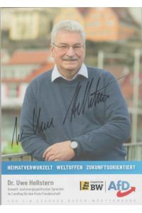 Original Autogramm Uwe Hellstern AfD MdL /// Autograph signiert signed signee