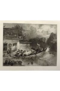 Die Heimkehr im Sturme. Orig. Radierung auf Stahlplatte von Johann Passini nach Fiedrich Gauermann, 1840.