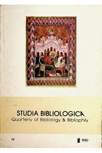 Studia bibliologica : quarterly of bibliology and bibliophily IV, 1 /1980