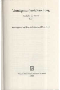 Teilband - Vorträge zur Justizforschung; Teil: Bd. 2.   - Geschichte und Theorie - Rechtsprechung ; Bd. 7.