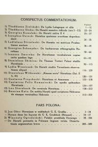 Commentationes Horatianae (Academia Polona Litterarum et Scientiarum)