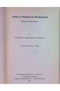 Geschichte, Epigraphik, Archäologie  - Kleine Schriften, Bd. 1