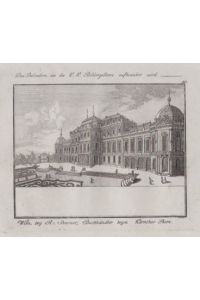 Das Belvedere, wo die K. K. Bildergallerie aufbewahrt wird. Orig. Kupferstich v. Prixner bei R. Sammer, um 1838. Aus Weidmann Neuestes Panorama von Wien.