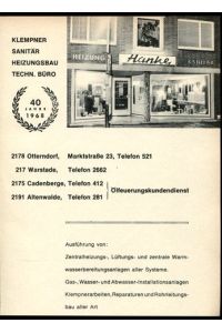 Hanke - Klempner, Sanitär, Heizungsbau, Otterndorf, Markstr. 23 - Werbeanzeige 1968.