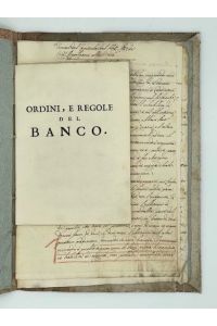 „1663. Leggi dal banco giro della Repubblica Veneta“ (Deckeltitel). Sammelband mit 2 seltenen Drucken u. 5 Handschriften.