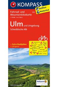 KOMPASS Fahrradkarte 3115 Ulm und Umgebung - Schwäbische Alb 1:70. 000  - reiß- und wetterfest