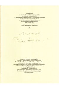 Zwanzig Transparentblätter.   - Jürgen Brodwolf; Briefe von drinnen und draussen : 15 Gedichte / Peter Härtling.