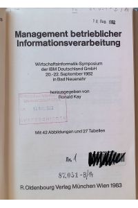 Management betrieblicher Informationsverarbeitung.   - Fachberichte und Referate ; Bd. 14