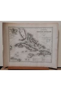 Neueste Karte der Grossen Antillen (Teilkolorierte Stahlstichkarte aus Meyers Grosser Stahlstich-Atlas)
