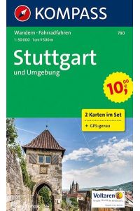 KOMPASS Wanderkarte Stuttgart und Umgebung: Wanderkarten-Set mit Radrouten. GPS-genau. 1:50000 (KOMPASS-Wanderkarten, Band 780)