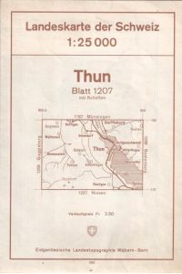 Landeskarte der Schweiz. Blatt 1207: Thun. Maßstab 1: 25. 000. Kolorierte Faltkarte.