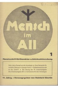 Mensch im All, 11. Jg. , Heft 1, Oktober 1938.   - Monatsschrift für Charakter- und Schicksalsforschung.