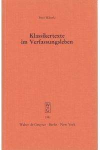 Klassikertexte im Verfassungsleben.   - Schriftenreihe der Juristischen Gesellschaft e. V., Berlin, Heft 67.