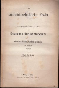 Der landwirthschaftliche Kredit. - Dissertation