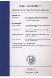 Sitzungsberichte Leibnitz-Sozietät der Wissenschaften Band 118 Jahrgang 2014