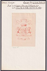 Bibliotheque du Comte de Lavaur de S. te Fortunade - Limousin Auvergne / Wappen blason coat of arms armorial bookplate / Exlibris ex-libris Ex Libris