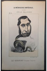 Farblithographie um 1870. Émile Ollivier. Le Serpent (Bassesse - Duplicite).