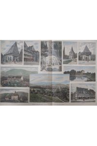 orig. kolorierter Holzstich - Bilder aus Goslar (Vielansicht)  - 10 kolorierte Ansichten