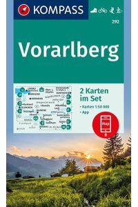 KOMPASS Wanderkarte Vorarlberg: 2 Wanderkarten 1:50000 im Set inklusive Karte zur offline Verwendung in der KOMPASS-App. Fahrradfahren. Skitouren. Langlaufen. (KOMPASS-Wanderkarten, Band 292)