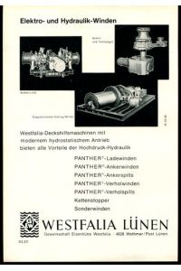 Westfalia Lünen, Gewerkschaft Eisenhütte Westfalia, Wethmar/Post Lünen - Werbeanzeige 1967  - Elektro- und Hydraulik-Winden.