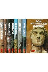 8 x Reihe Das Hallwag Reisebuch für Anspruchsvolle wie folgt: Rom Mittelitalien Sardinien + Süditalien und Sizilien + Peleponnes + Türkei + Heiliges Land + Marokko + Bodensee + Holland
