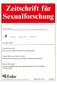 Zeitschrift für Sexualforschung. 12. Jahrgang, 1999, Heft 4.   - Mit Gunter Schmidt und Volkmar Sigusch.