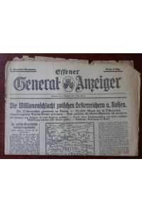 Essener General-Anzeiger. 2. (Sonder)-Ausgabe. 1. September 1914.   - Schlagzeile: Die Millionenschlacht zwischen Oesterreichern und Russen.