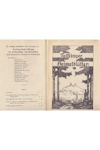Tuttlinger Heimatblätter Heft 19 Sondernummer Februar 1935  - herausgeg. von Bezirksausschuß Tuttlingen für Denkmalpflege und Heimatschutz