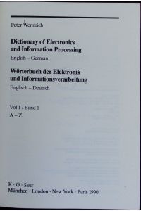 Wörterbuch der Elektronik und Informationsverarbeitung; Bd. 1: English - German, A - Z.
