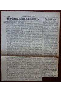 Bekanntmachung und Korpsbefehl vom 15. August 1914 an.